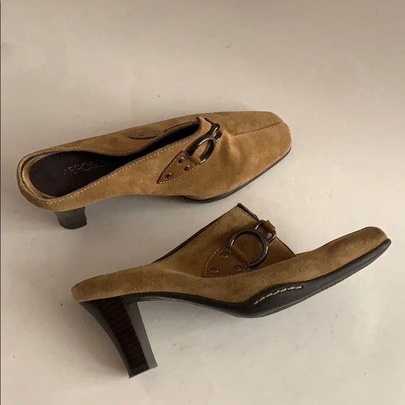 Aerosoles brown suede leather mules size 6.5B - Picture 2 of 8